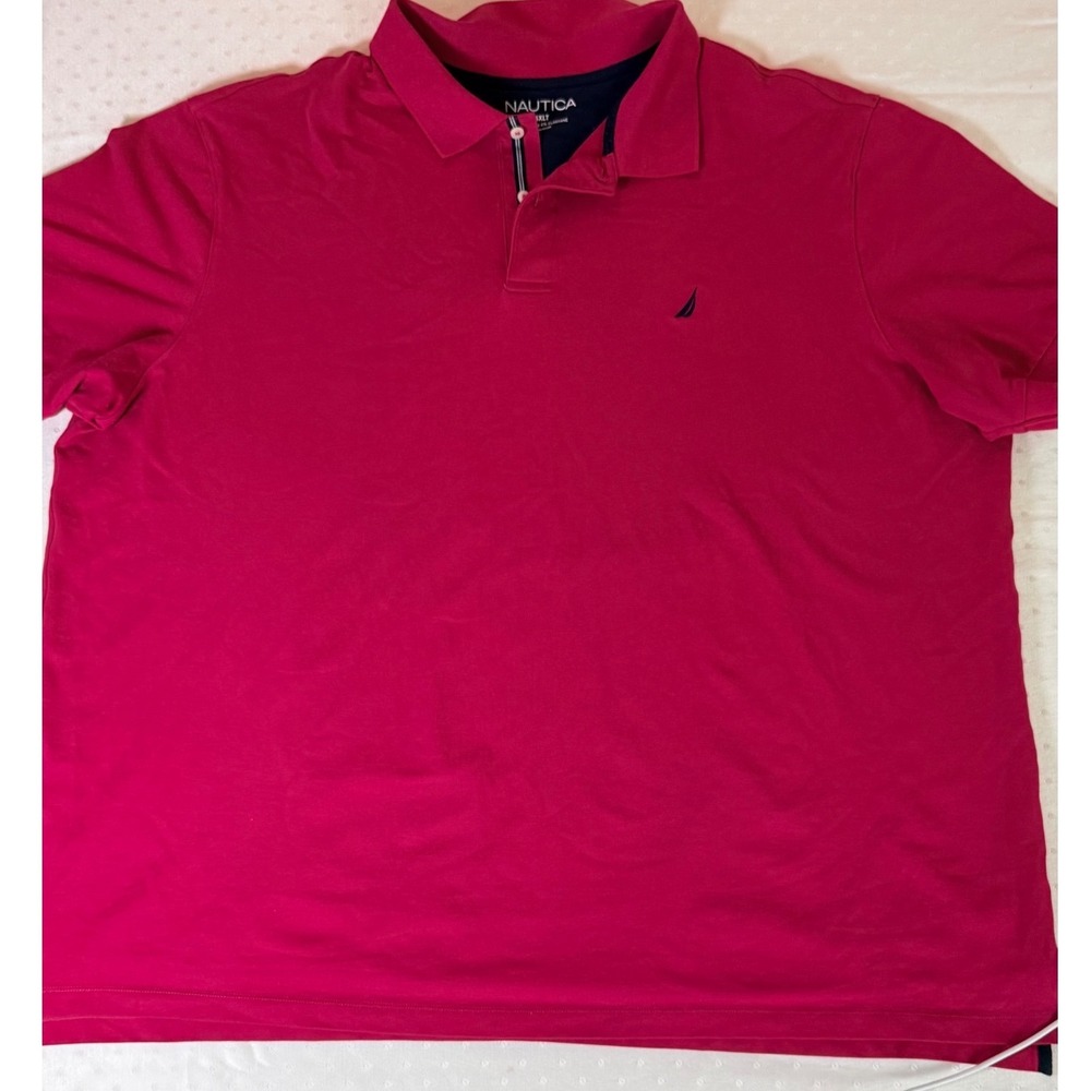 Nautica Mens 4XLT Pink Short Sleeve Cotton Stretch Pique Polo Shirt Big & Tall